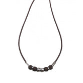Wholesale Dark Brown Wax Cord Necklace 18" With SIlver Beads
